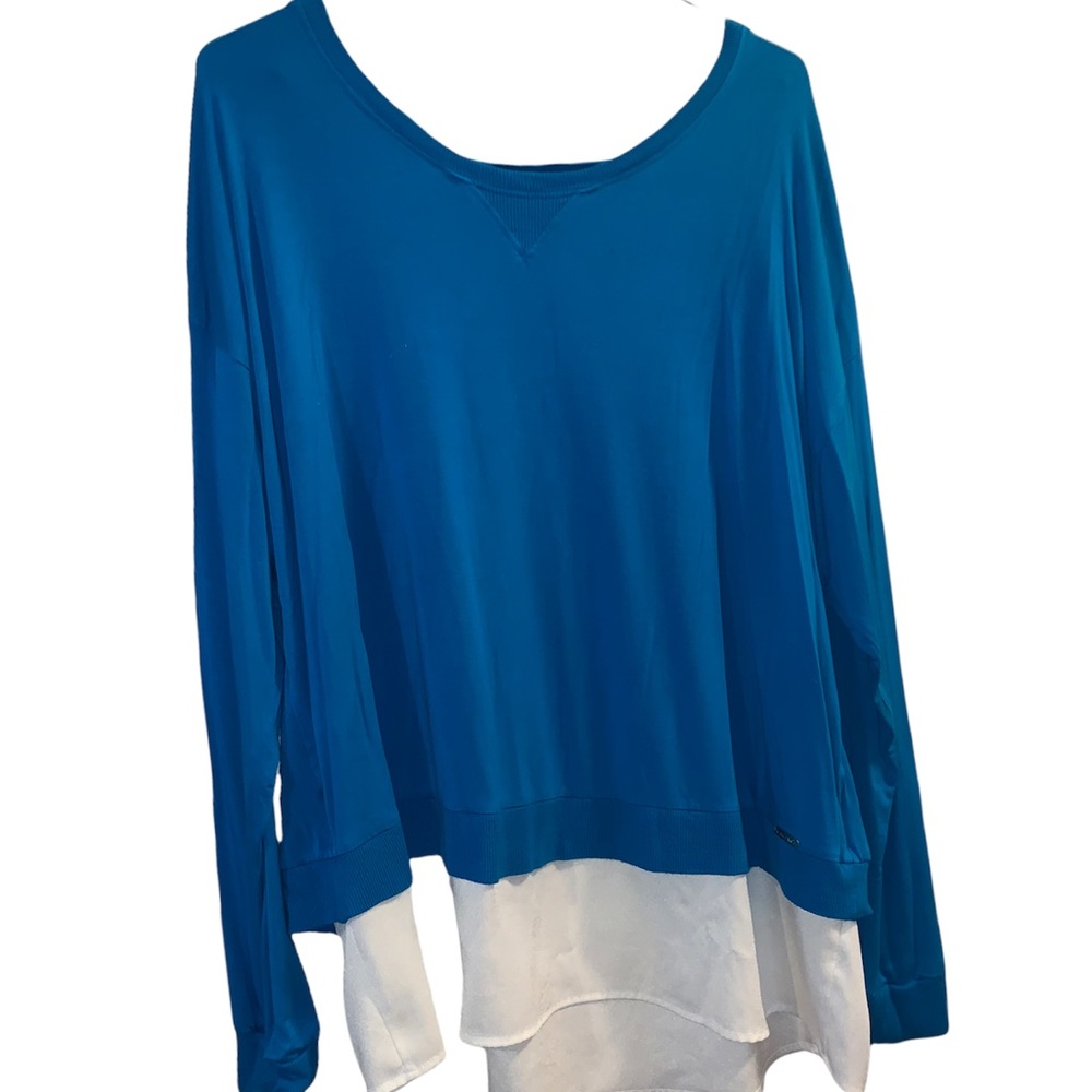 Calvin K. - Womens LS Blue & White Top | XL